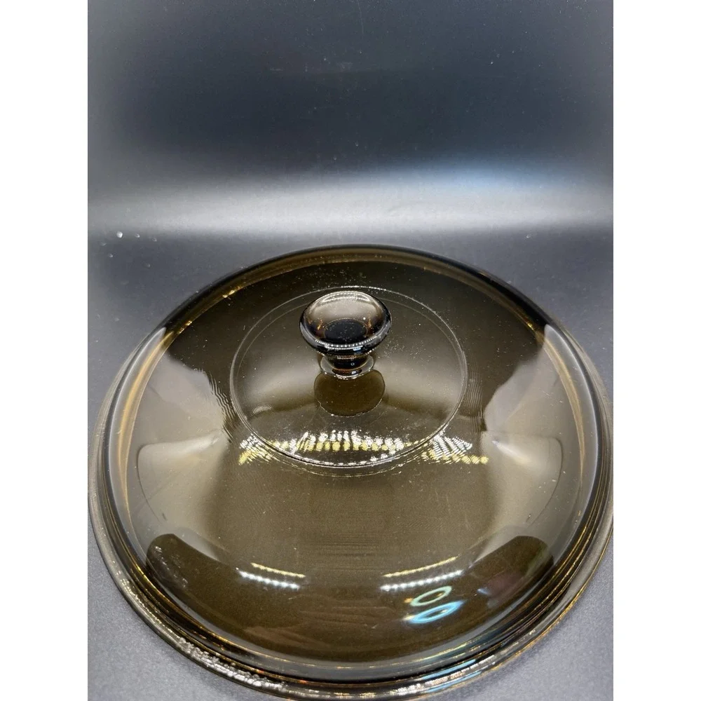 PYREX 024 - Amber Glass Round 10'' Casserole Baking Mixing Bowl‎ With Lid
